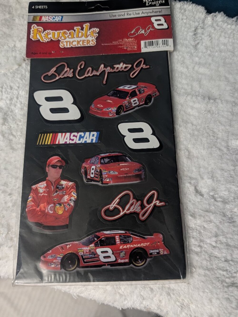 2004 Dale Earnhardt Jr #8 NASCAR Reusable Stickers - 4 Sheet Pack - Mart